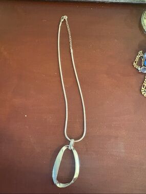 Gold Oval Pendant Necklace